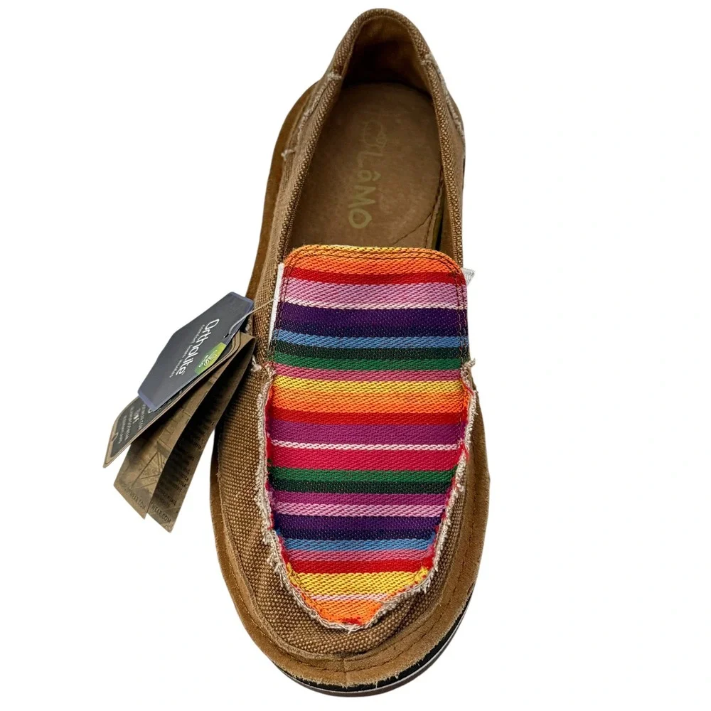 Lamo Skipper Serape Brown‎ Canvas Western Slip On Loafer Shoes Women's Sz 7 NWT